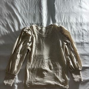 Neutral Puff-Sleeve Long Sleeve Top for Kids - Natural